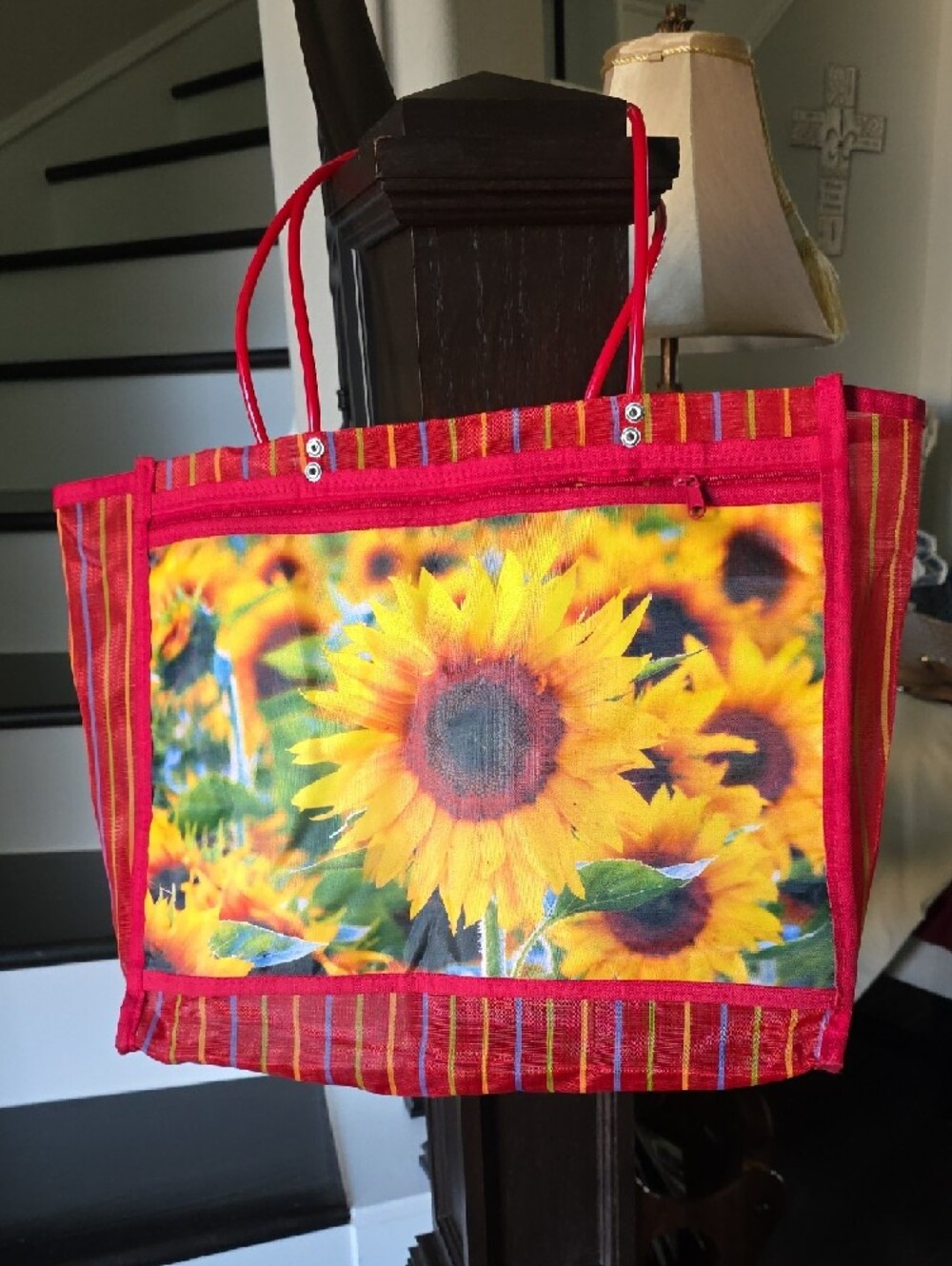 Red Sunflower Canvas Tote Bag